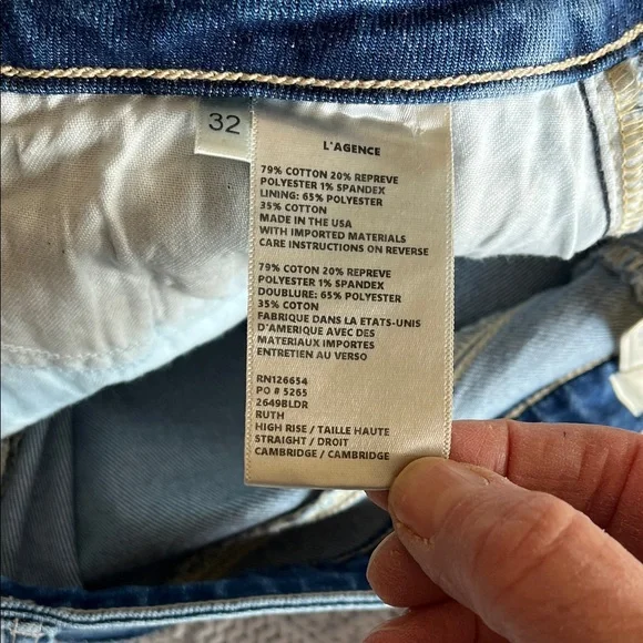 L'AGENCE Ruth Straight-Leg Jean in Cambridge Sz 32 - Picture 10 of 13